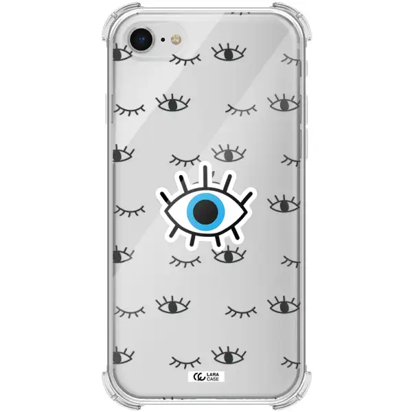a blue eye with black eyeballs and eyelashes Apple iPhone se 2020 Clear PC Case