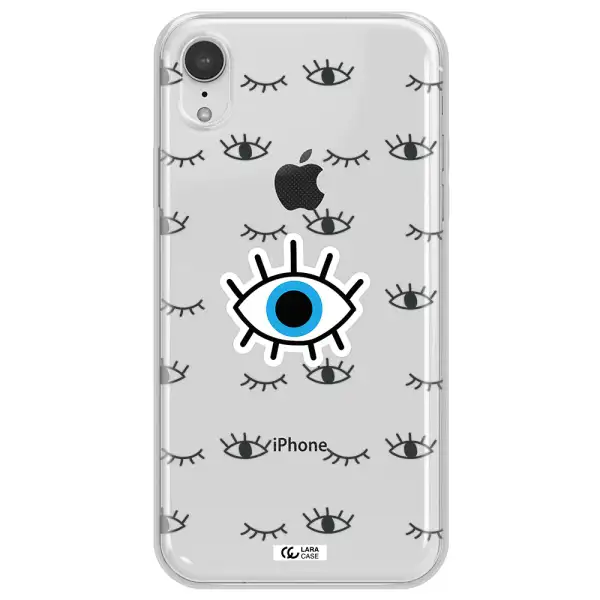 A Blue Eye With Black Eyeballs And Eyelashes Apple Iphone Xr Clear Tpu Case