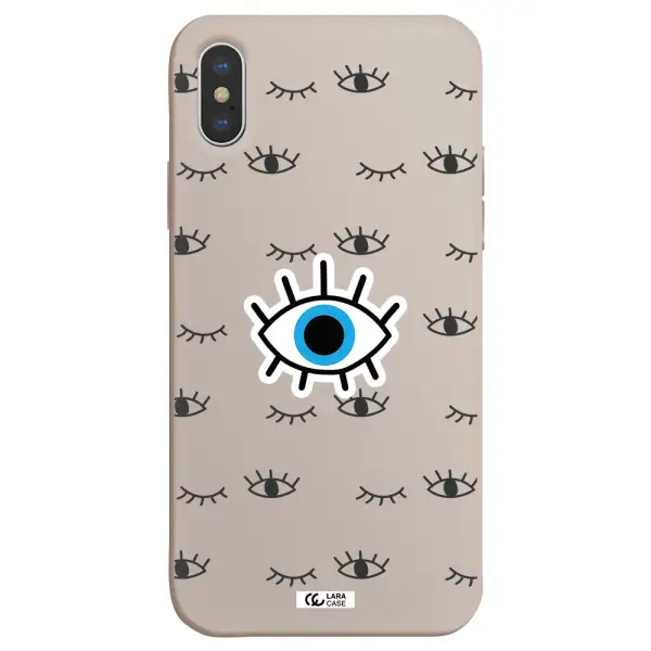 a blue eye with black eyeballs and eyelashes Apple iPhone XS Silicone Stone Case