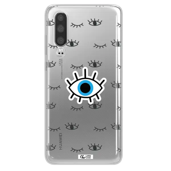 A Blue Eye With Black Eyeballs And Eyelashes Huawei P30 Clear Tpu Case