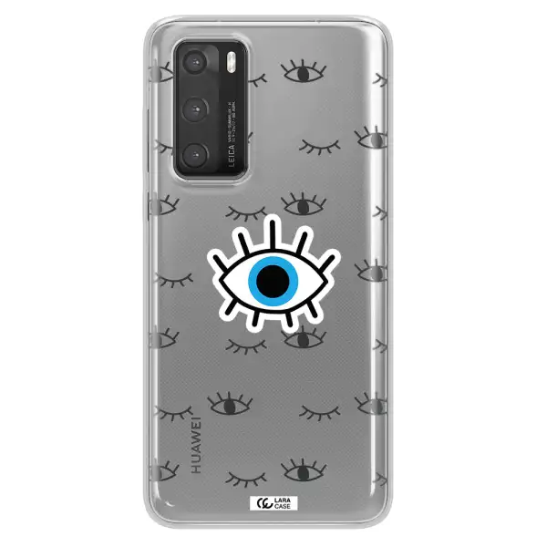 A Blue Eye With Black Eyeballs And Eyelashes Huawei P40 Clear Tpu Case