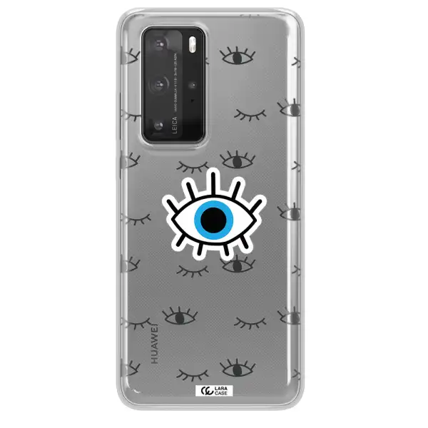 A Blue Eye With Black Eyeballs And Eyelashes Huawei P40 Pro Clear Tpu Case