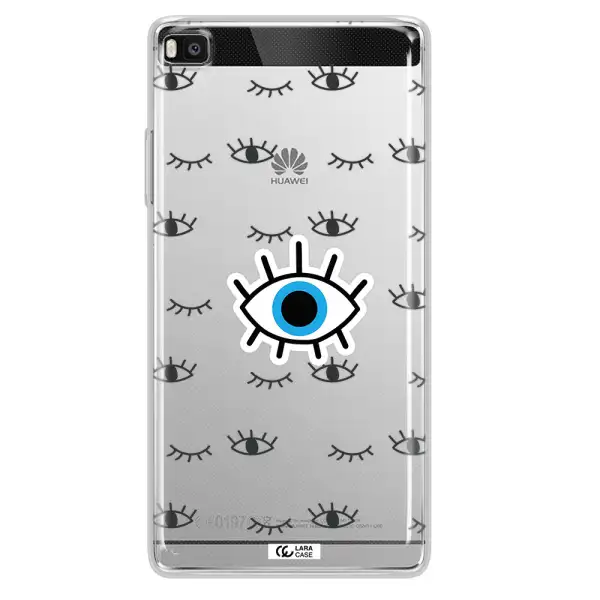 A Blue Eye With Black Eyeballs And Eyelashes Huawei P8 Clear Tpu Case