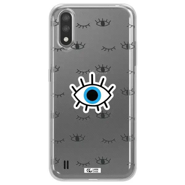 A Blue Eye With Black Eyeballs And Eyelashes Samsung A01 Clear Tpu Case