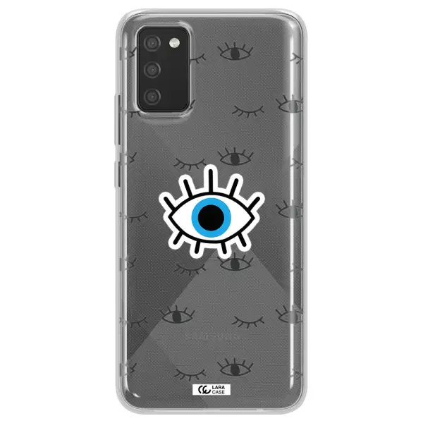 A Blue Eye With Black Eyeballs And Eyelashes Samsung A02S Clear Tpu Case