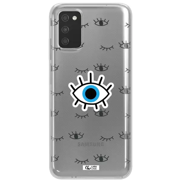 A Blue Eye With Black Eyeballs And Eyelashes Samsung A03S Clear Tpu Case