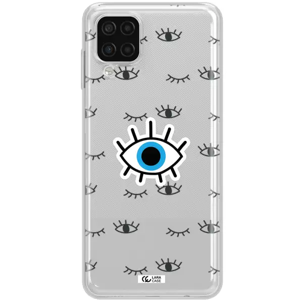 A Blue Eye With Black Eyeballs And Eyelashes Samsung A12 4G Clear Tpu Case