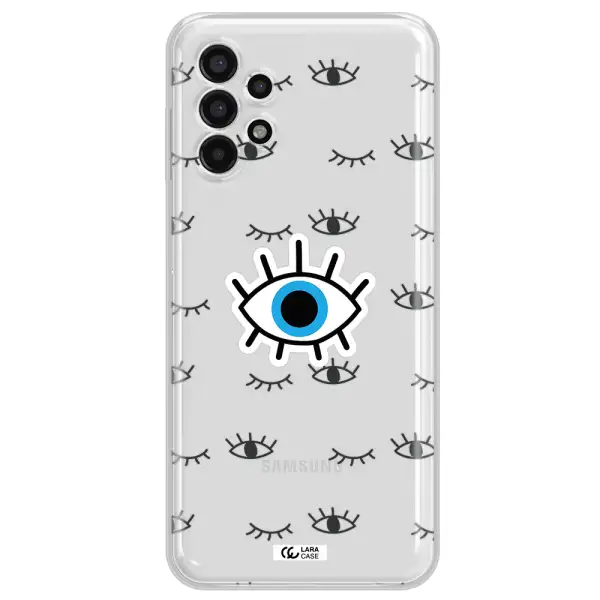 A Blue Eye With Black Eyeballs And Eyelashes Samsung A13 4G Clear Tpu Case