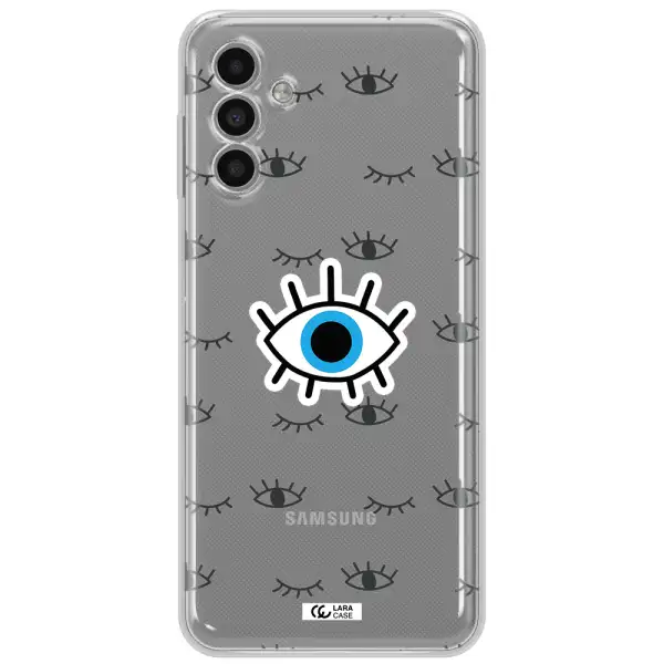 A Blue Eye With Black Eyeballs And Eyelashes Samsung A13 5G Clear Tpu Case