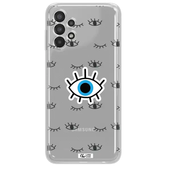 A Blue Eye With Black Eyeballs And Eyelashes Samsung A13 Clear Tpu Case