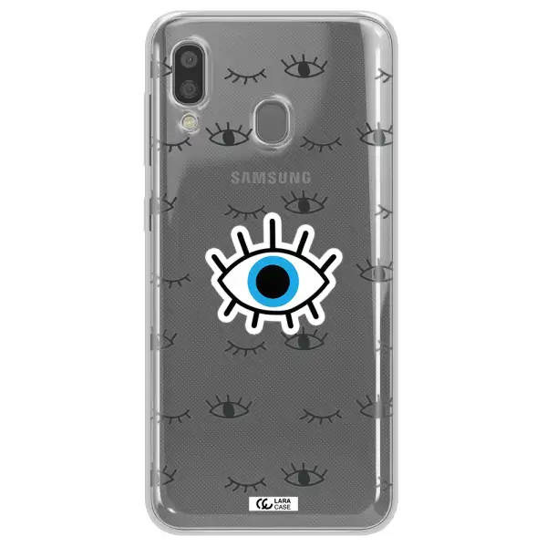 A Blue Eye With Black Eyeballs And Eyelashes Samsung A20 Clear Tpu Case