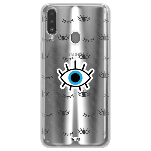 A Blue Eye With Black Eyeballs And Eyelashes Samsung A20S Clear Tpu Case