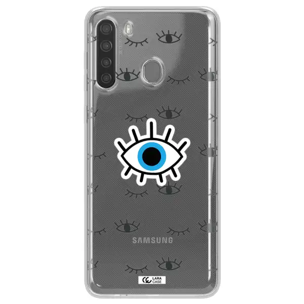 A Blue Eye With Black Eyeballs And Eyelashes Samsung A21 Clear Tpu Case