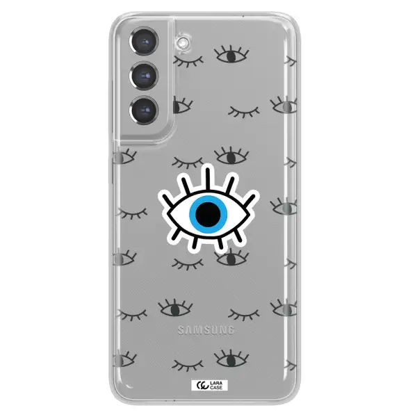 A Blue Eye With Black Eyeballs And Eyelashes Samsung A21 Fe Clear Tpu Case