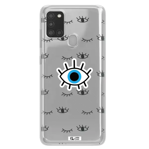 A Blue Eye With Black Eyeballs And Eyelashes Samsung A21S Clear Tpu Case