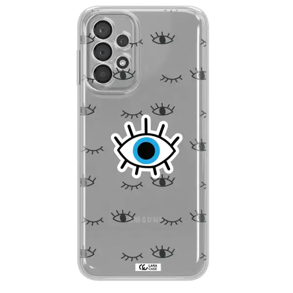 A Blue Eye With Black Eyeballs And Eyelashes Samsung A23 5G Clear Tpu Case
