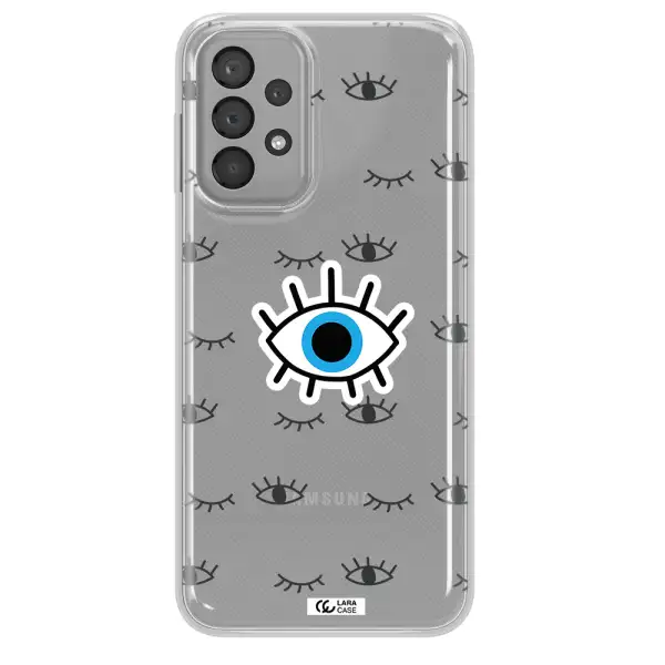 A Blue Eye With Black Eyeballs And Eyelashes Samsung A23 Clear Tpu Case