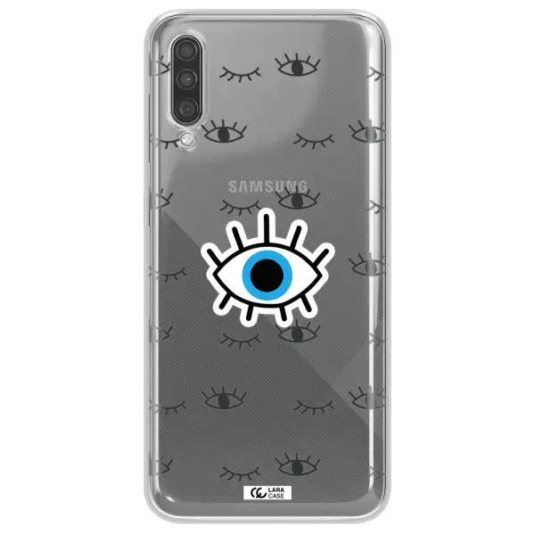 A Blue Eye With Black Eyeballs And Eyelashes Samsung A30S Clear Tpu Case