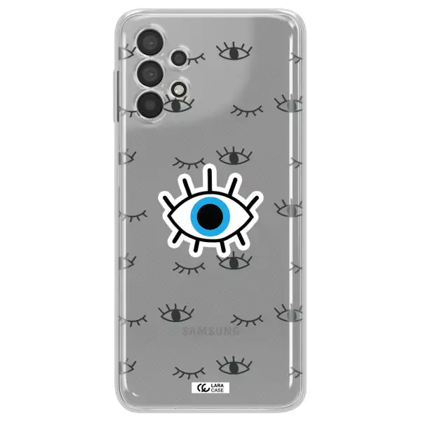 A Blue Eye With Black Eyeballs And Eyelashes Samsung A32 Clear Tpu Case