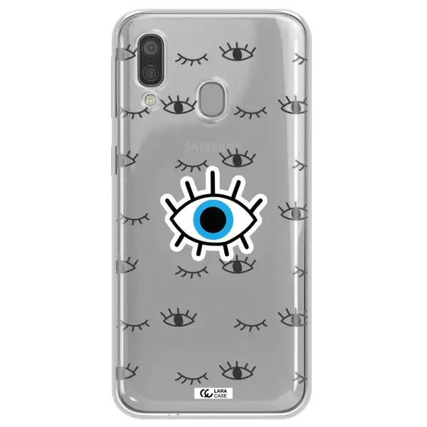 A Blue Eye With Black Eyeballs And Eyelashes Samsung A40 Clear Tpu Case