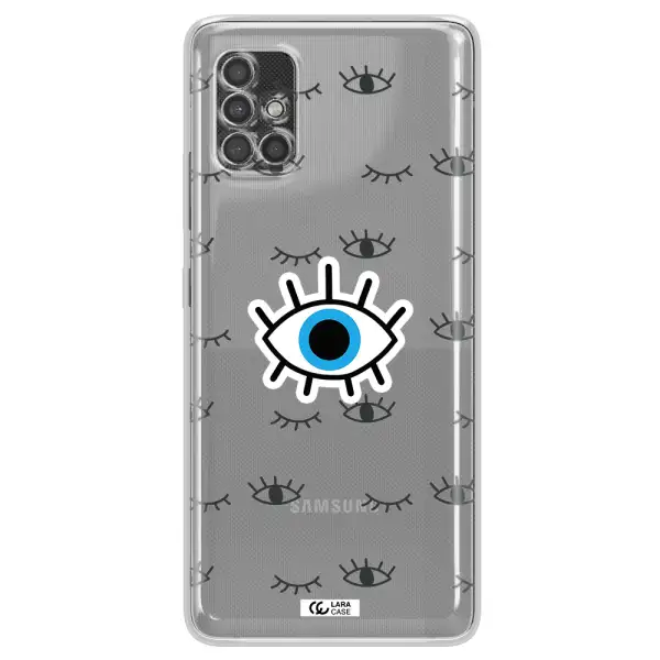 A Blue Eye With Black Eyeballs And Eyelashes Samsung A40S Clear Tpu Case