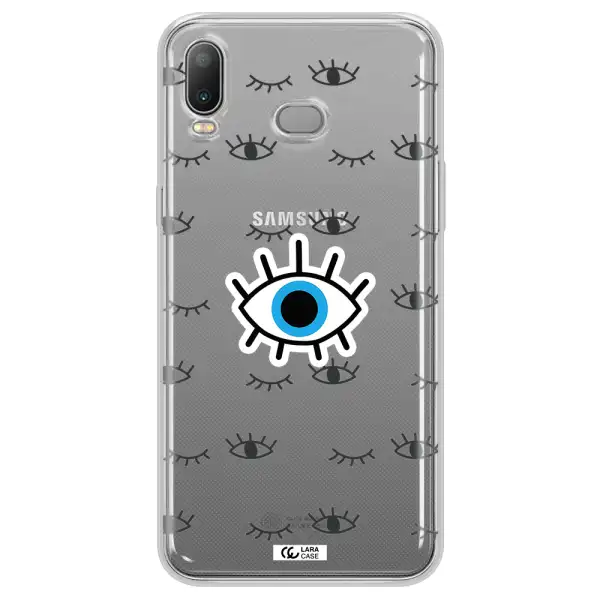A Blue Eye With Black Eyeballs And Eyelashes Samsung A6S Clear Tpu Case