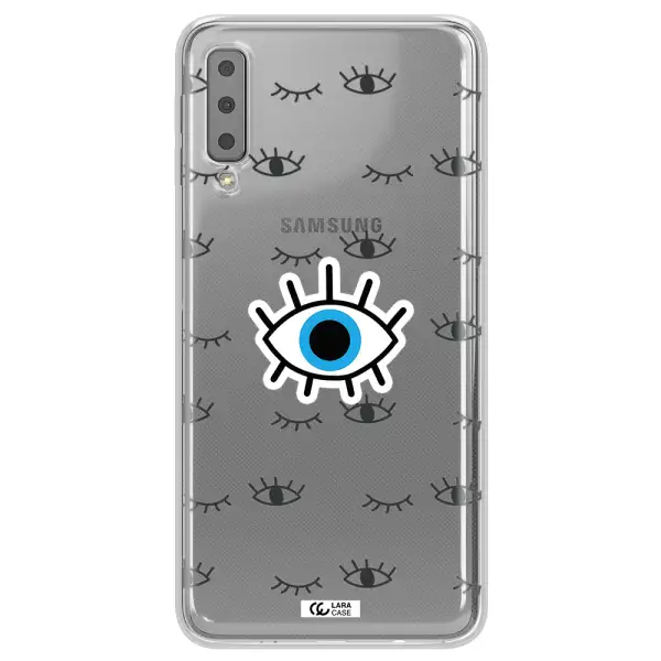 A Blue Eye With Black Eyeballs And Eyelashes Samsung A7 2018 Clear Tpu Case