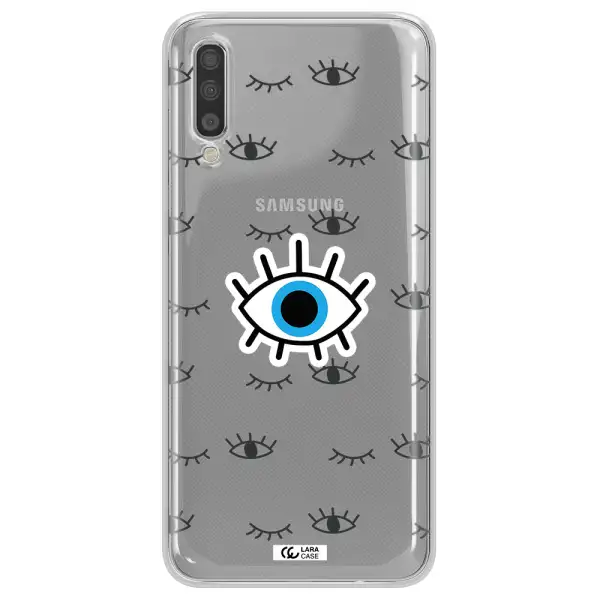 A Blue Eye With Black Eyeballs And Eyelashes Samsung A70 Clear Tpu Case
