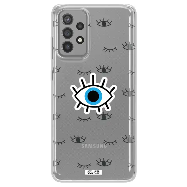 A Blue Eye With Black Eyeballs And Eyelashes Samsung A72 Clear Tpu Case