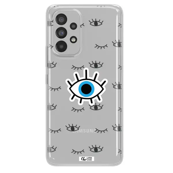 A Blue Eye With Black Eyeballs And Eyelashes Samsung A73 Clear Tpu Case