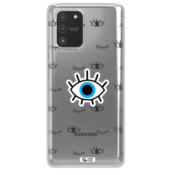 A Blue Eye With Black Eyeballs And Eyelashes Samsung A91 Clear Tpu Case
