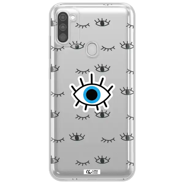 A Blue Eye With Black Eyeballs And Eyelashes Samsung M11 Clear Tpu Case