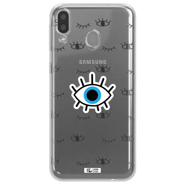 A Blue Eye With Black Eyeballs And Eyelashes Samsung M20 Clear Tpu Case