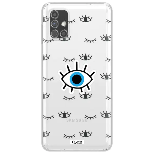 A Blue Eye With Black Eyeballs And Eyelashes Samsung M31S Clear Tpu Case