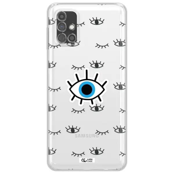 A Blue Eye With Black Eyeballs And Eyelashes Samsung M51 Clear Tpu Case