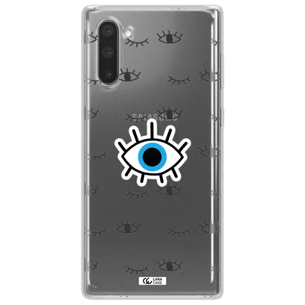 A Blue Eye With Black Eyeballs And Eyelashes Samsung Note 10 Clear Tpu Case