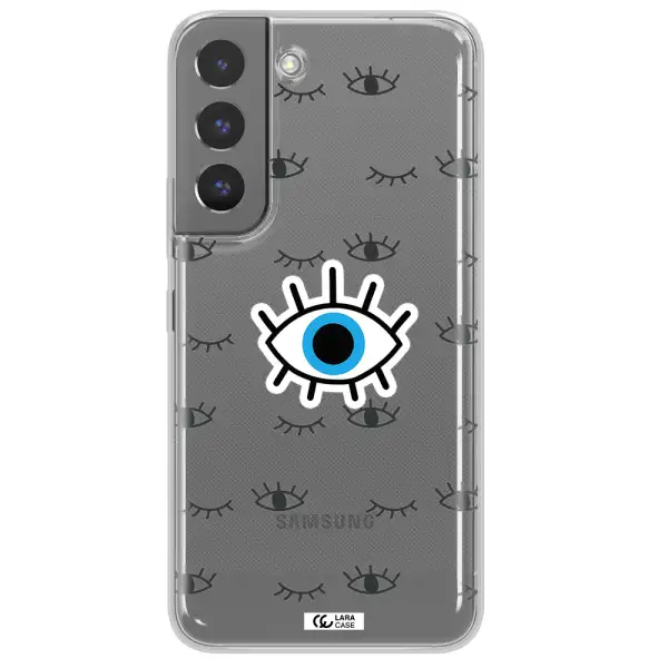 A Blue Eye With Black Eyeballs And Eyelashes Samsung S 22 Clear Tpu Case