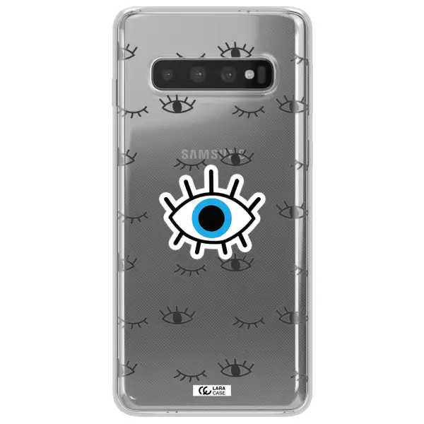 A Blue Eye With Black Eyeballs And Eyelashes Samsung S10 Clear Tpu Case