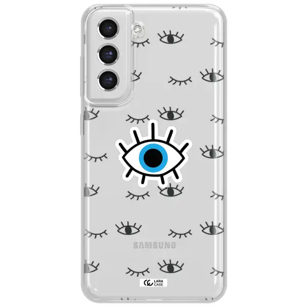 A Blue Eye With Black Eyeballs And Eyelashes Samsung S21 Fe Clear Tpu Case