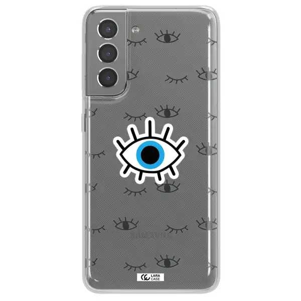 A Blue Eye With Black Eyeballs And Eyelashes Samsung S21 Plus Clear Tpu Case