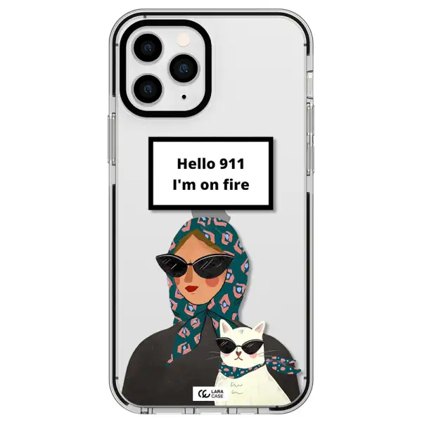 911 Apple iPhone 11 pro max impact black border Case