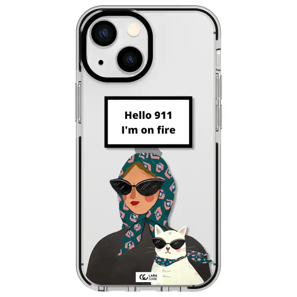 911 Apple iPhone 15 impact black border Case