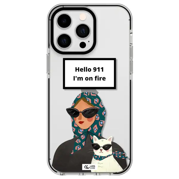 911 Apple iPhone 15 Pro impact black border Case