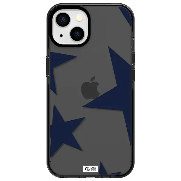 Blue Navy Stars Apple iPhone 13 impact Smoke Black Case