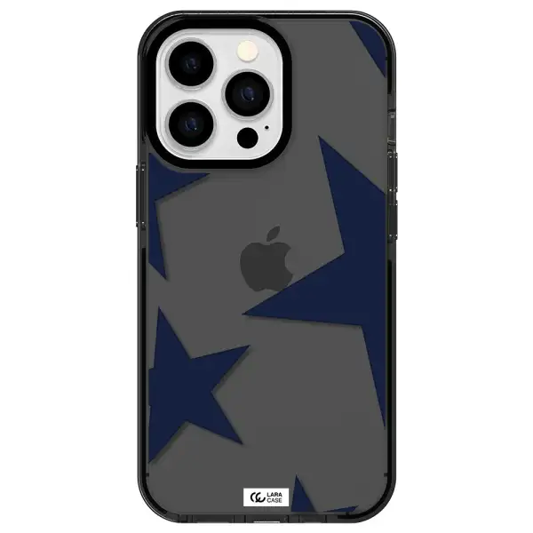 Blue Navy Stars Apple iPhone 13 Pro impact Smoke Black Case