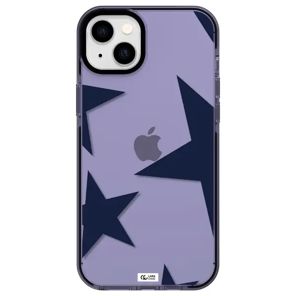 Blue Navy Stars Apple iPhone 14 plus impact Lilac Case