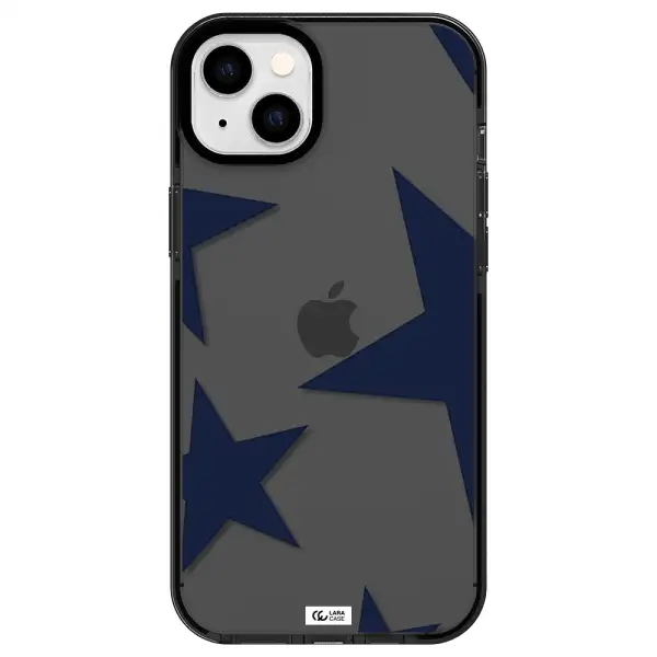 Blue Navy Stars Apple iPhone 14 plus impact Smoke Black Case