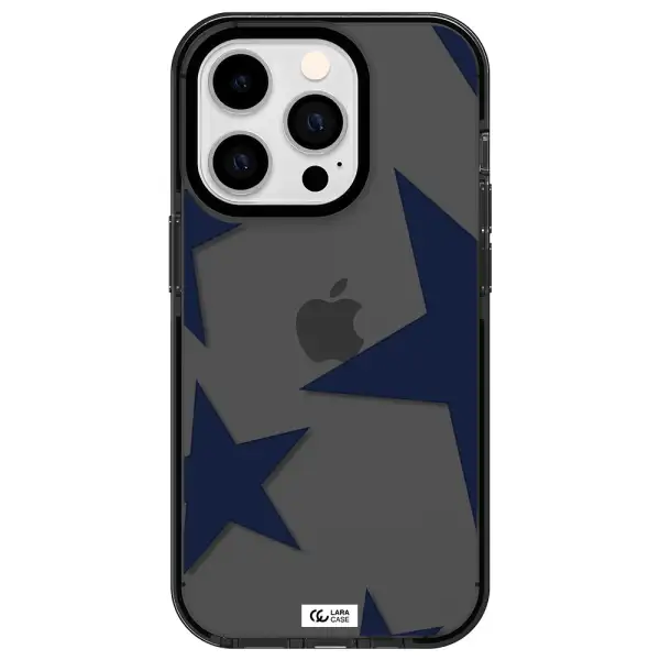 Blue Navy Stars Apple iPhone 14 pro impact Smoke Black Case