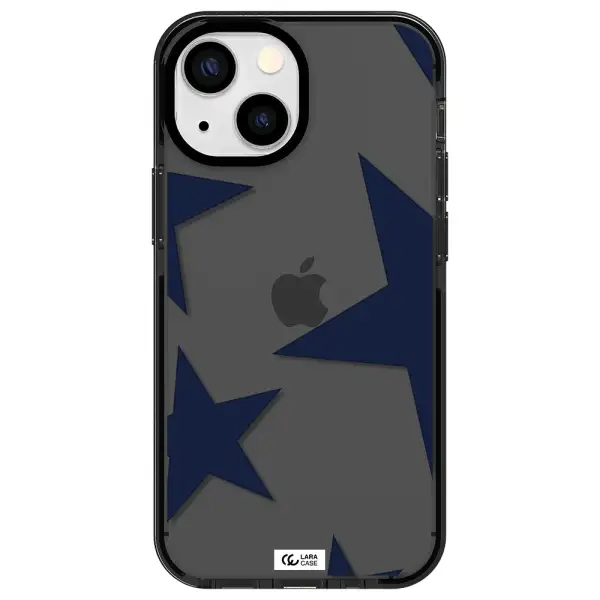 Blue Navy Stars Apple iPhone 15 impact Smoke Black Case