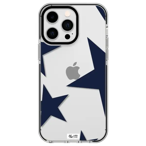 Blue Navy Stars Apple iPhone 15 Pro impact black border Case